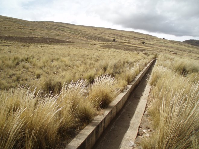 A dry irrigation canal in the hills near Cochabama, Bolivia, as pictured in 2008. Photo by Daniel Aldana Cohen.